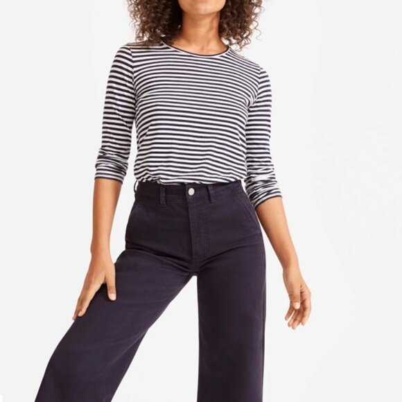 Everlane Black Cropped Wide Leg Heavy Cotton Pants - Size 6 - Picture 9 of 9